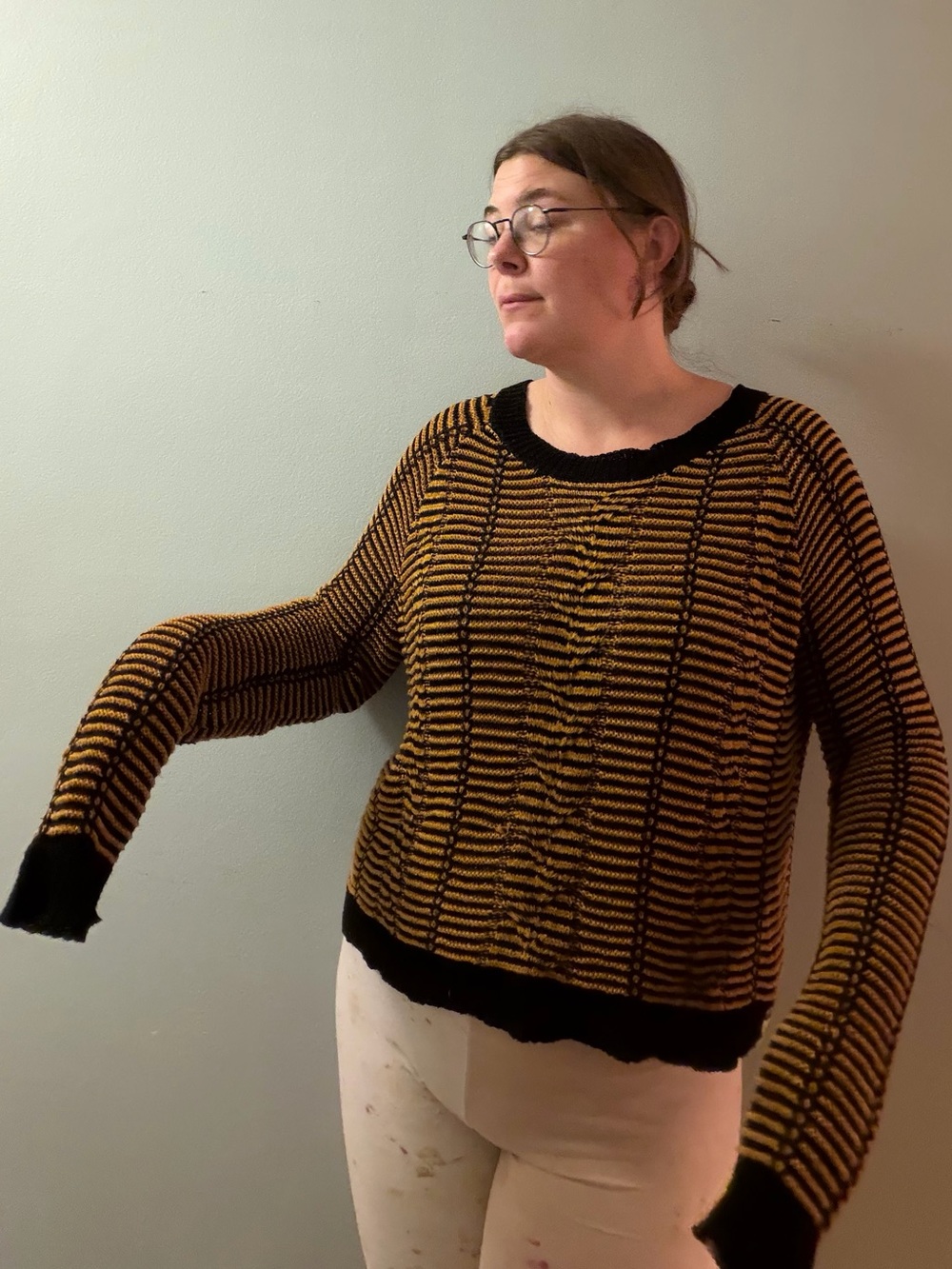 One Teaspoon Black and Mustard Striped Knit
